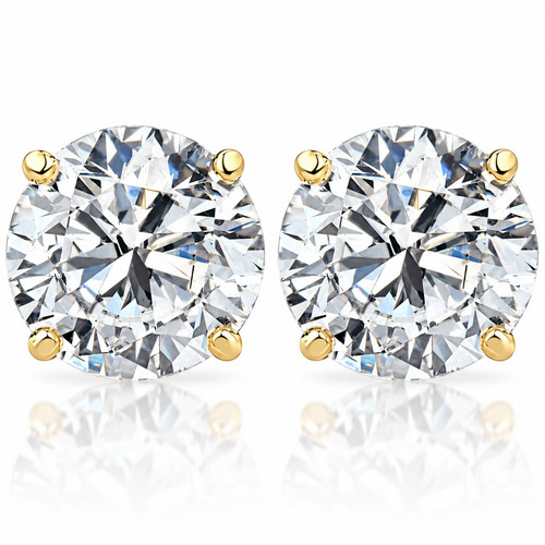 1 1/2ct TW Round Excellent Cut Diamond Studs 14k Yellow Gold Lab Grown Earrings