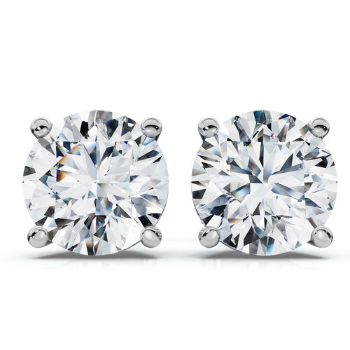 1 - 6Ct TW Round Diamond Push Studs 14k Gold Earrings Lab Grown (FG/VS)