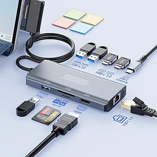 10 in 1 Microsoft Surface Docking Station with Charge-Surface Dock with HDMI Ethernet SD/TF Slot 3*USB 3.0+2*USB C 3.0+1*USB C PD,Docking Station for Surface Pro 11/10/9/8/X/7/6/5, Surface Laptop/Book