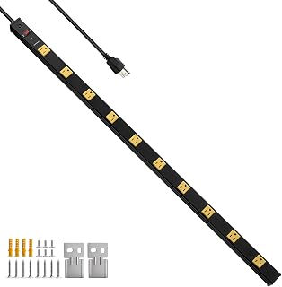 10 Outlet Industrial Power Strip, 1000J Surge Protector, 2 Pack | All-Metal Housing, 6ft 14AWG Cord, Straight Plug, Wall Mountable, Industrial Heavy Duty, Workshop, Garage