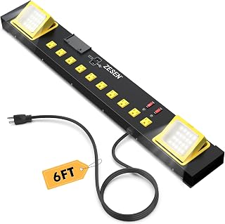 10 Outlets Power Strip with LED Worklight, Heavy Duty Metal Wall Mount Workbench Power Strip with 6ft 14/3 AWG Cord, 2 USB Ports, ETL Listed for Home Office Garage Workshop, Black