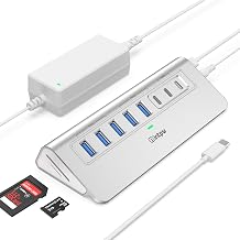 10-Port Powered USB Hub 10Gbps with 45W Fast Charging, SD/TF Card Reader