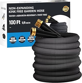100 FT Garden Hose, Non-Expanding Water Hose, Ultra Flexible, Burst-Resistant, Kink-Free, High-Pressure Garden Hose for Easy All-Weather Use on Lawns, Gardens, and Outdoor Cleaning