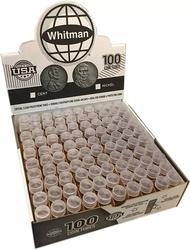 100 Whitman Cent Coin Tubes For Penny Wheat Indian Head Long Term Storage Harris
