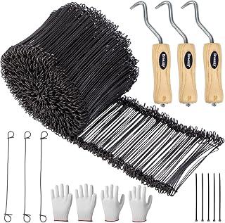 1000Pcs Double Loop Rebar Wire Bar Ties, 6.1" Double Loop, 16 Gauge, Black Steel, 10 Plastic Cable Ties, 3 Wire Tie Twisters, 2 Gloves