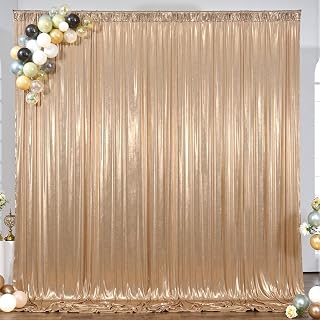 10&times;10FT Champagne Backdrop Curtain Shimmer Sequin Photo Backdrop Drapes Wrinkle-Free for Wedding Party Background Birthday Graduation Back Drop Bridal Baby Shower Christmas Halloween Stage Decor