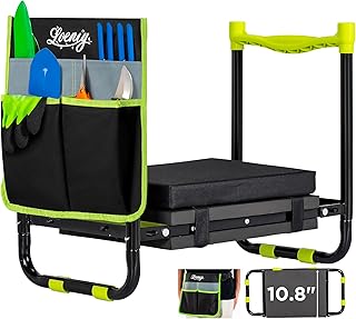 10.8&rdquo; Wide Garden Kneeler and Seat, Heavy Duty Foldable Gardening Stool with Tool Belt Pouch, Included Thickened Kneeling Pad, Portable Gardening Bench Chair for Seniors & Parents