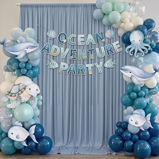 10ft x 15ft Dusty Blue Backdrop Curtain for Wedding Party 2 Panels 5x15ft Wrinkle Free Silky Polyester Backdrop Drapes Fabric for Birthday Baby Shower Graduation Photography Stage Background Decor