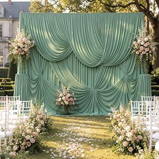 10ftx12ft Sage Green Backdrop Curtains for Parties, Wrinkle Free Polyester Sage Green Photo Backdrop Drapes 2 Panels 12 ft Long Back Drop Cloth for Wedding Birthday Photography Background Party