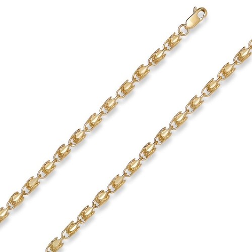 10k Yellow Gold 20" Diamond Cut Turkish Style Link Chain Necklace 3.5MM 13 Gr