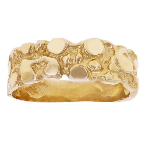 10k Yellow Gold Solid Handmade Nugget Ring Band Size 8 - 7mm 3.5 grams