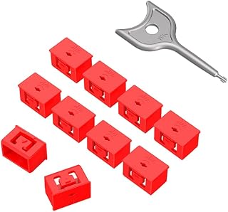 10Pcs SFP Port Lock with 1Keys,Switch Port Lock/Fiber Port Security Plug,SFP Dust Cap to Prevent Unauthorized Access,Suitable for Data Centers, Server Room,Desktops,Laptops,etc. (Red)