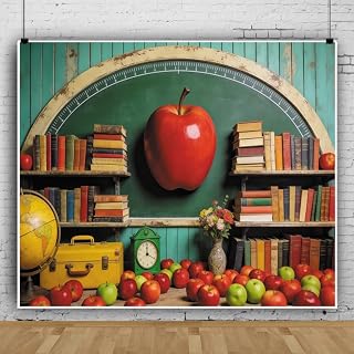 10x10ft Back to School Backdrops for Photography Vintage Wooden Bookshelf | First Day Of School Photo Backdrop Classroom Photo Props Decor Bulletin Board Teacher Supplies Welcome Back Party Decorations