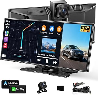 11.5" Largest Wireless Carplay Screen for Car, Portable Apple Carplay & Android Auto Touch Screen,1080p Backup Camera/Mirror Link/Voice Control/GPS/Bluetooth,for All Vehicles
