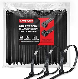 12 Inch Black Zip Ties 1300 Pack, 75 LBS Tensile Strength