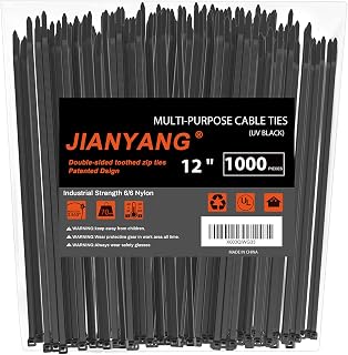 12 Inch Zip Ties Double Sided Toothed (Bulk 1000 Pack),85 LBS Tensile Strength Heavy Duty Cable Wire Ties With Self-Locking Adjustable More Durable Nylon Tie Wraps for Indoor Outdoor