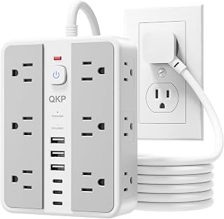 12-Outlet Power Strip with 2400J Surge Protector, 6 USB(3 USB C) &20FT Cord