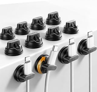 12-Pack Rotatable Cord Holder for Nightstand, LISEN 360&deg;Rotating Magnetic Clips, No-Residue Strong Adhesive Cord Organizer for Desk, Phone Cord Holder for Home, Car, Office Desk Accessories