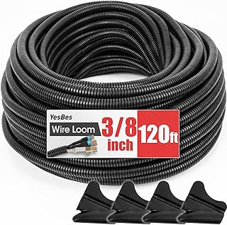 120 FT Wire Loom 3/8 Inch, Split Wire Loom Tubing Wire Conduit, Wire Protector Tubing &ndash; Black