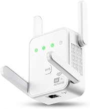 1200Mbps WiFi Extender Signal Booster for Home, Dual Band 5GHz/2.4GHz Wireless Internet Repeater with 4 External Antennas, Covers Up to 3600 Sq.ft & Supports 80 Devices, AP Mode with Ethernet Port