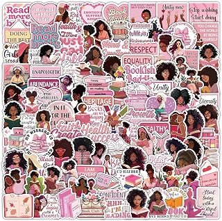 120PCS Black Girl Book Stickers for Kindle, Pink Vision Board Stickers Supplies for Women, Motivational Inspirational Quote Decals for Laptop Water Bottles Planner Jounal Scrapbook Guitar