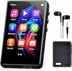 128GB MP3 Player with Bluetooth 5.3, 2.4 Inch Full Touch Screen Portable Music Player, Built-in HD Speaker, FM Radio, Video & Voice Recorder, HiFi Sound, Expandable up to 512GB