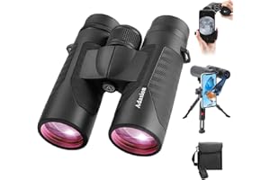 12x42 HD Binoculars for Adults High Powered with Phone Adapter and Tripod, Super Bright BAK4 Prism Waterproof Binoculars for Bird Watching Hunting Hiking Safari Travel Sports