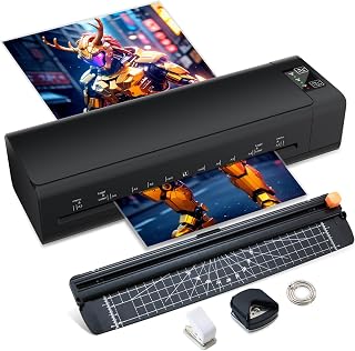 13 Inch Laminator Machine, A-3 9-in-1 Thermal Laminator with Sheets for Hot & Cold Laminating Machine, Features Fast 60-Sec Warm Technology and Never-Jam Design for Home,Office,or School Use (Black)