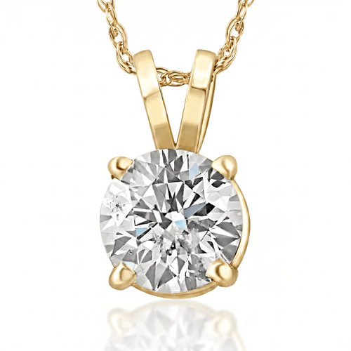 1/4 - 2 Ct T.W. Natural Diamond Solitaire Pendant in 14k White or Yellow Gold
