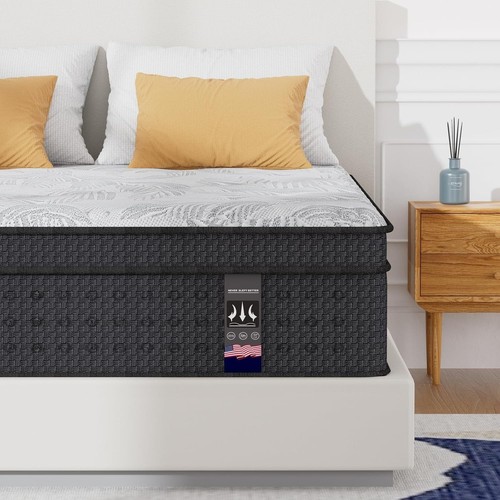 14" Cal King Mattress Hybrid Spring Medium Firm Gel Memory Foam Bed in a Box