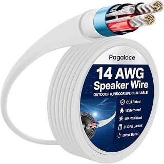 14 Gauge Speaker Wire 35FT, UL CL3 Rated Speaker Cable, 14AWG 2-Conductor Tinned Pure Copper Wire, Shielded, Direct Burial, LLDPE Jacket & UV Resistant, for Outdoor, in-Wall, Home Theater, Car, Garden