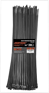 14 Inch Zip Ties Double Sided Toothed,100 LBS Tensile Strength Heavy Duty Cable Wire Ties With Self-Locking Adjustable More Durable Nylon Tie Wraps for Indoor Outdoor（200 Pack）