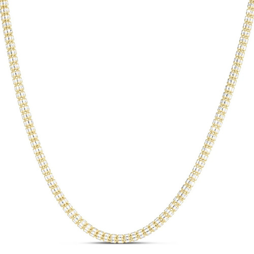 14k Two Tone Gold 20" 2.7MM Sparkle Ice Link Chain Necklace Iced Rope 9.9 Grams