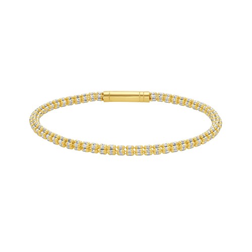 14k Two Tone Gold 7.5" 3.3MM Sparkle Ice Link Chain Bracelet Iced Rope 7.5 Grams