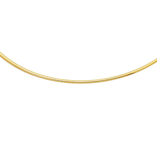 14k Yellow Gold 16" Solid Classic Domed Omega 2mm 6.3 Grams Chain/Necklace