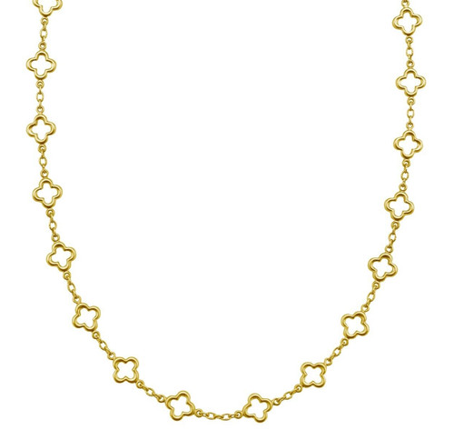 14k Yellow Gold 18" Clover Link Chain Necklace 5 Gr 7MM