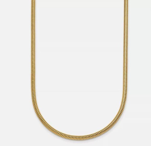 14k Yellow Gold 18" Oval Snake Link Pendant Chain Necklace 4.3 Grams 2 MM