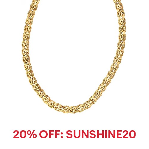 14k Yellow Gold 18" Super Byzantine Link Fashion Chain Necklace 7mm 15.5 Grams