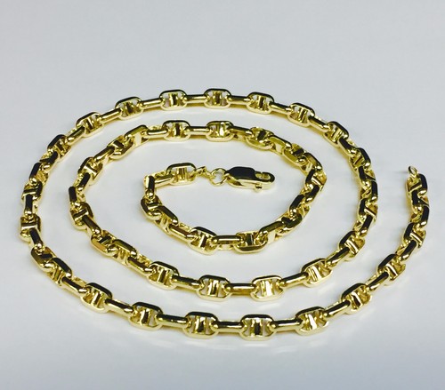 14k Yellow Gold 22" Anchor Mariner Cable Link  Chain Necklace 5 MM 14.4 Grams