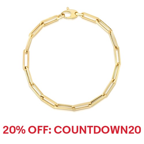 14k Yellow Gold Lite PAPERCLIP Link Chain Bracelet/Anklet 10 Inch 3.3MM 2 Grams