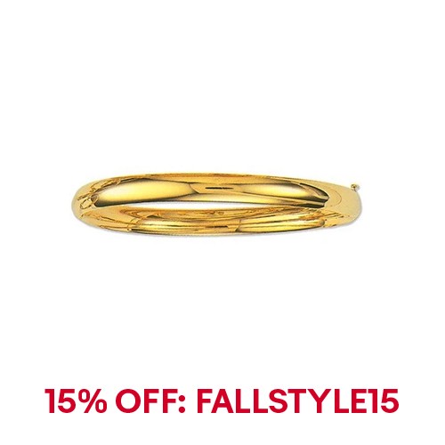 14k Yellow Gold Shiny Domed Bangle Hinged Bracelet  5mm 3/16"  4.5 grams 7 Inch