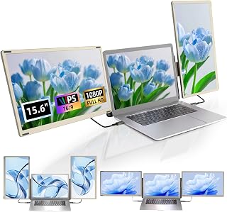 15.6" Laptop Screen Extender, FHD 1080P IPS Triple Monitor Extender, Detachable Portable Monitor for Laptop 13-17.3",Plug-Play Portable Screen Compatible with MacOS/Windows/Phone