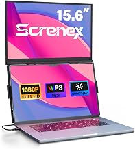 15.6" Laptop Screen Extender, FHD IPS Vertical Portable Dual Monitor, 0.16" Ultra-Slim One-Cable Plug & Play Travel Monitor Above Laptop Screen for 13-17" Laptops Compatible with Win/Mac/Android