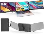 15.6" Laptop Screen Extender, Ultra-Slim Triple Laptop Monitor, FHD 1080P IPS Portable Screen, One-Cable Plug & Play for 13-17.3" Laptops, Compatible with Windows/Mac/Android/Switch