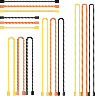 15PCS 4/6/12/18/24 Inch Silicone Cable Ties, Reusable Rubber Twist Ties Set