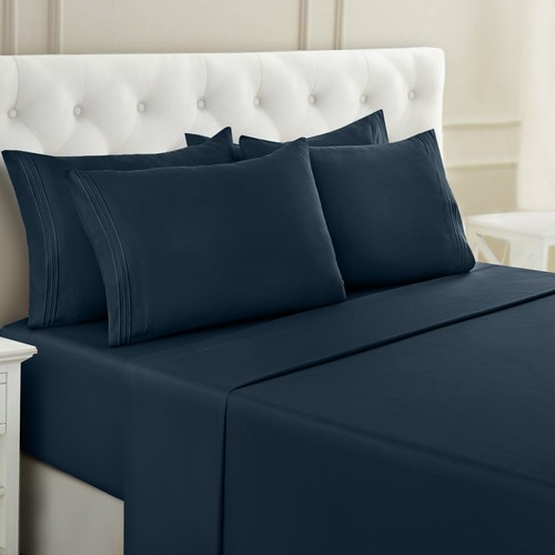 1800 Series 6 Piece Bed Sheet Set Soft Deep Pocket Twin King Queen Full Sheets