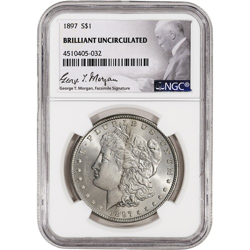 1897 US Morgan Silver Dollar $1 - NGC Brilliant Uncirculated