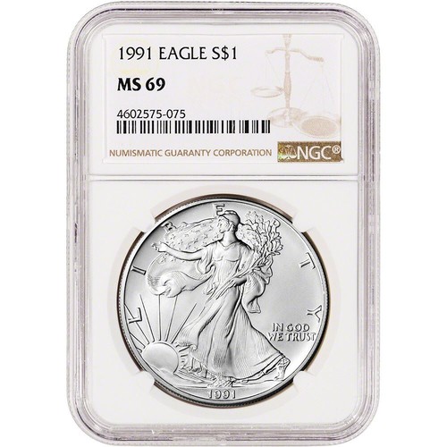 1991 American Silver Eagle Coin - NGC MS69