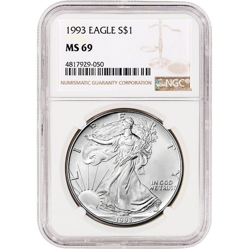 1993 American Silver Eagle Coin - NGC MS69