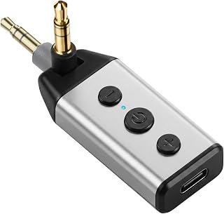 1Mii B04 Bluetooth 5.4 Car Adapter, 180&deg; Rotatable AUX Audio Receiver, Hands-Free Clear Call, 16H+ Long Standby for Old Car Wired Headphone Home Speaker (RX Only)